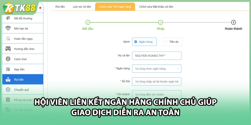 Hội viên liên kết ngân hàng chính chủ giúp giao dịch diễn ra an toàn